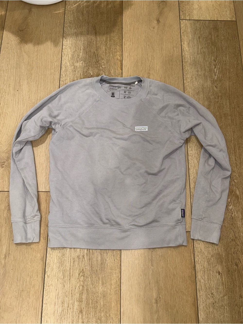 Womens Patagonia Sweatshirt Gray P-6 Organic Cotton Crewneck Pullover Logo SZ S